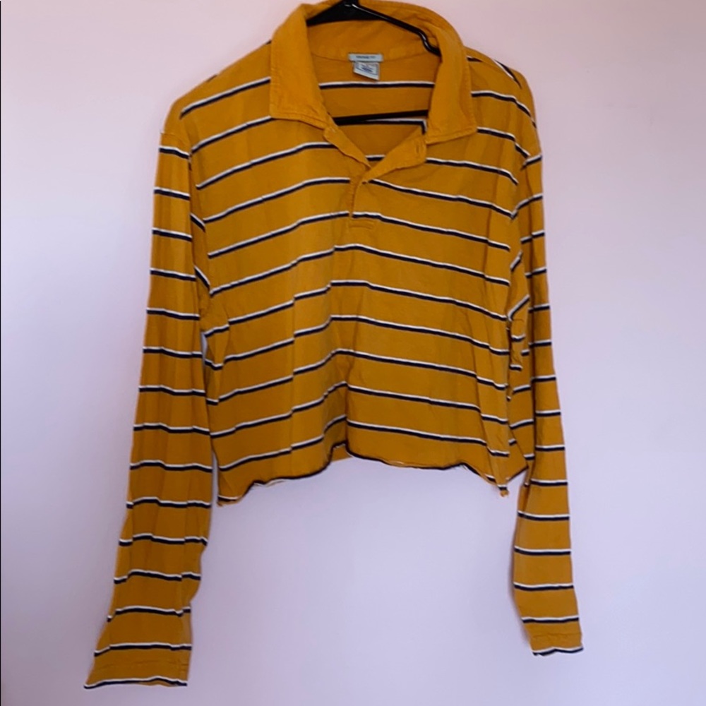 trendy oversized cropped collar long sleeve shirt